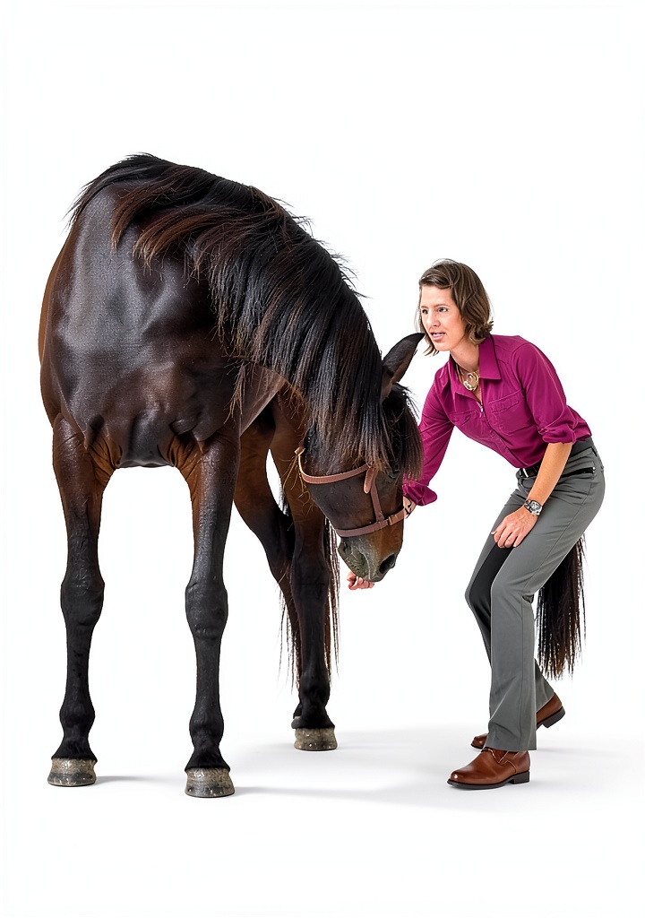 Horse owner consulting the Equine Medicine Kindle guide on a tablet in a stable